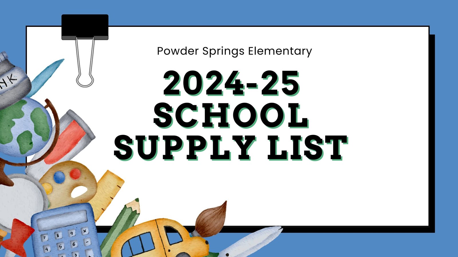 2024- 2025 school supply list