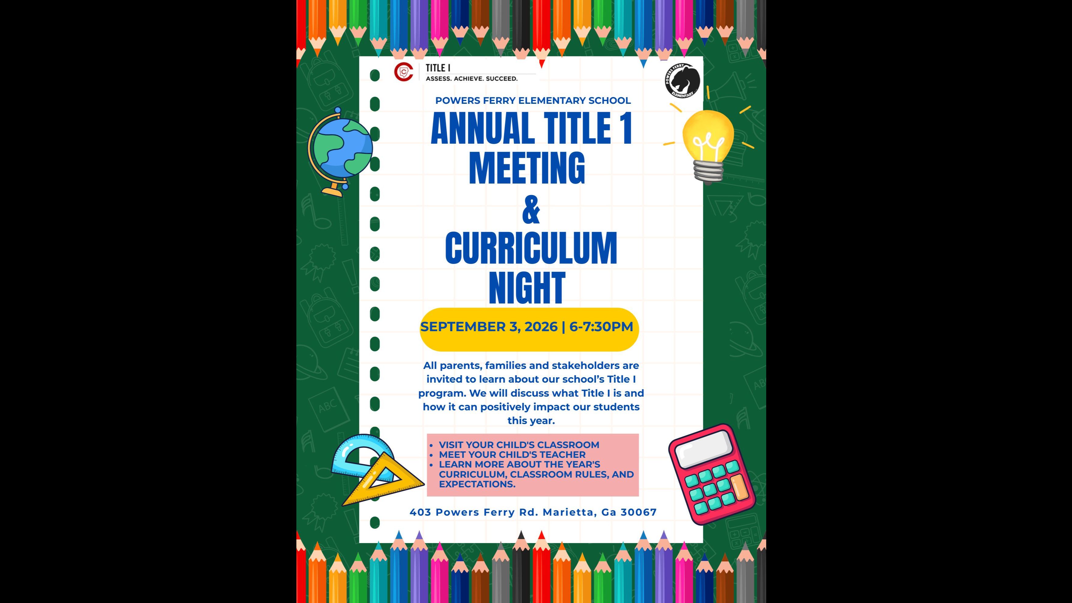 Annual Title 1 Meeting & Curriculum Night