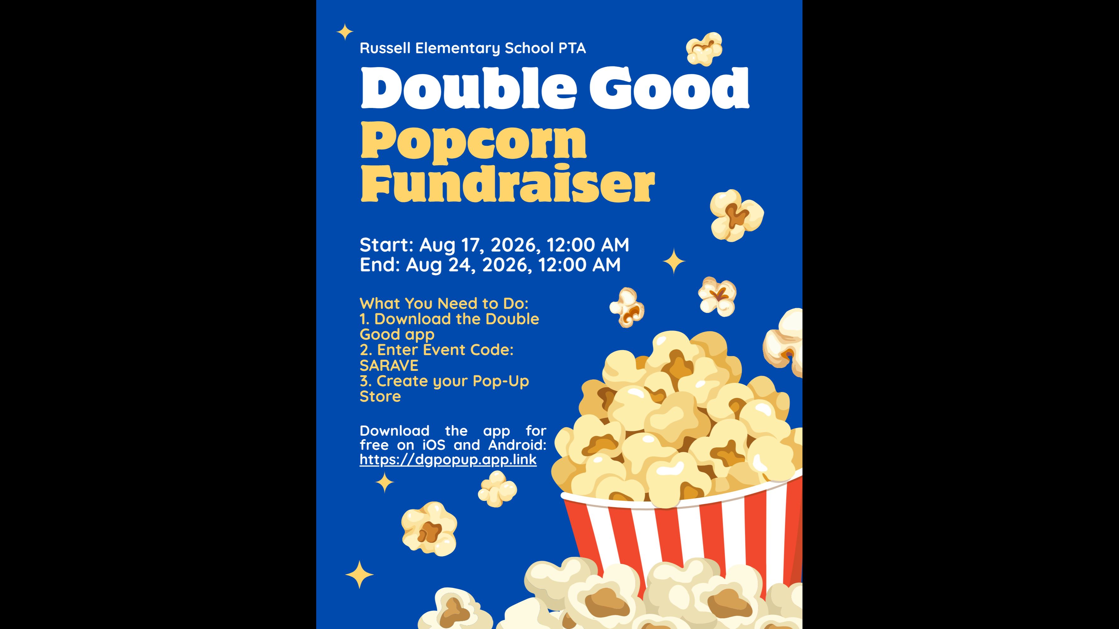 DoubleGood Popcorn Fundraiser August 2026