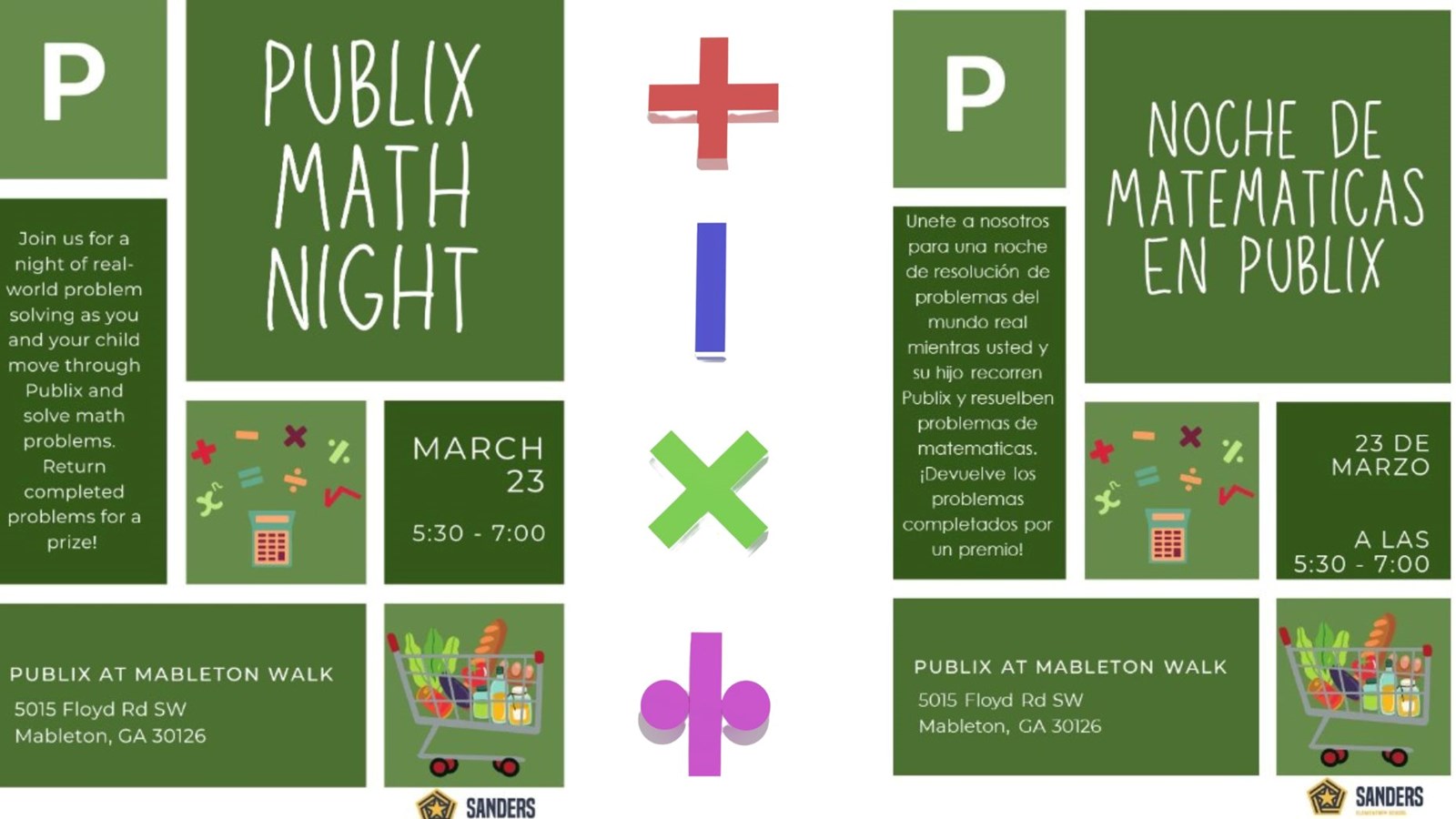 Publix Math Night! 3/23/23