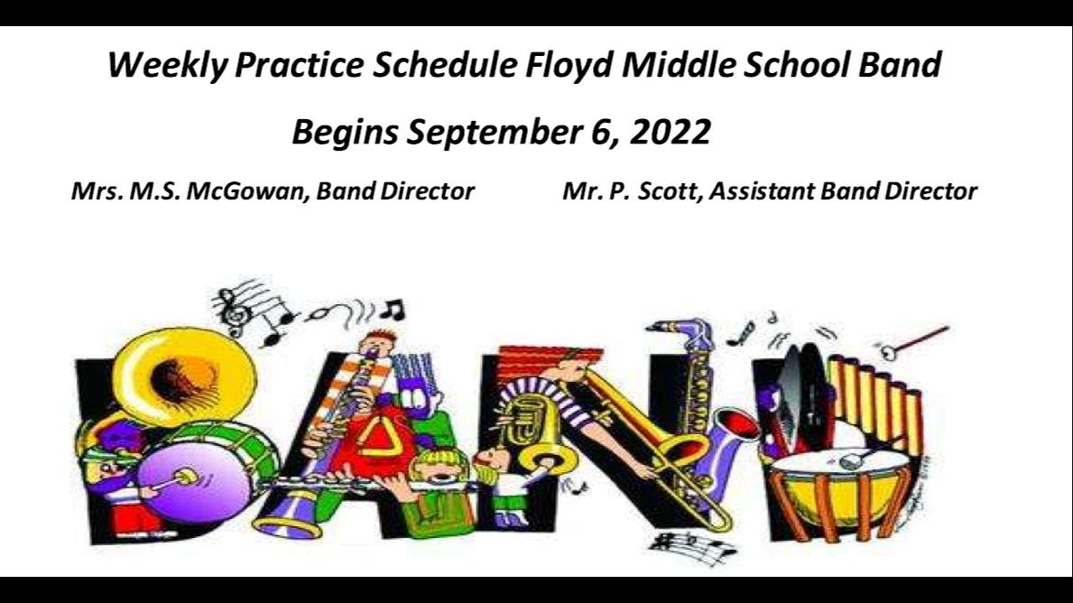 Band Weekly Practice Schedule 