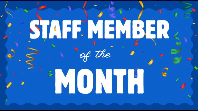 Staff Member of the Month and confetti