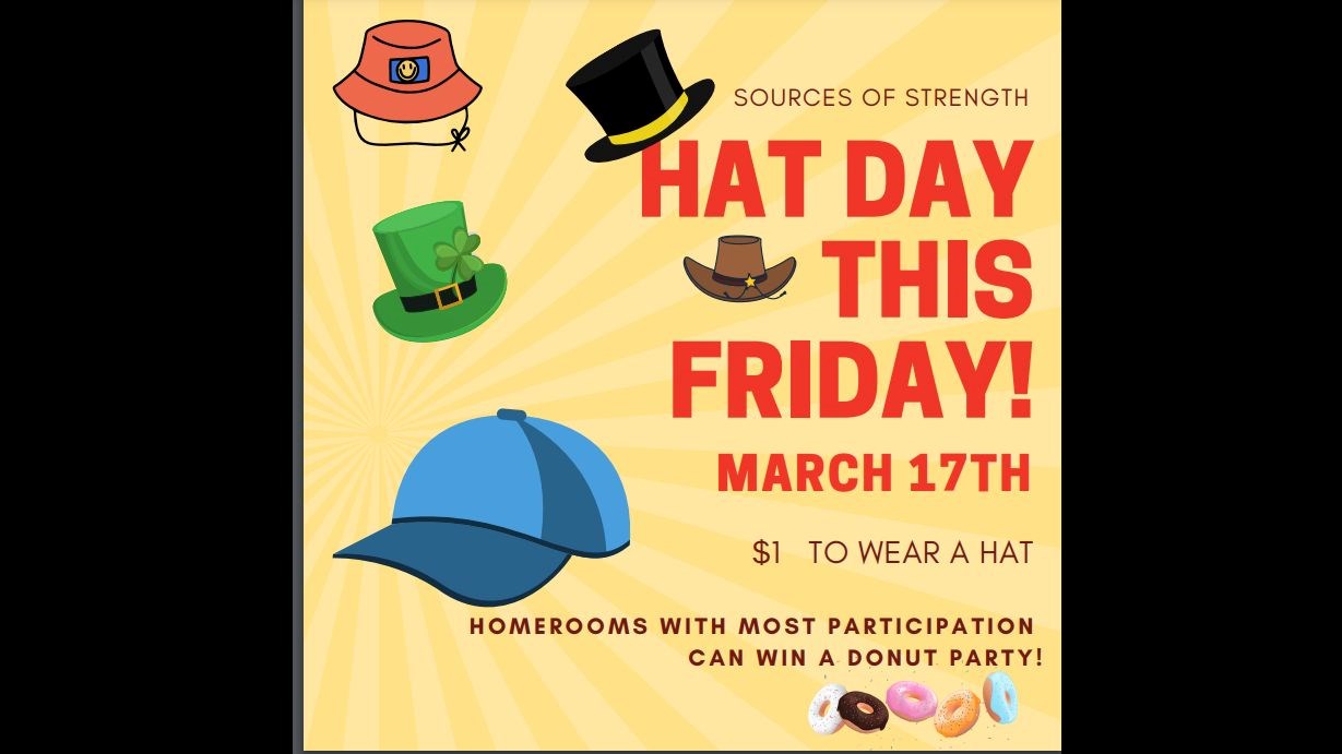 Hat Day $1 Sources of Strength lots of hats