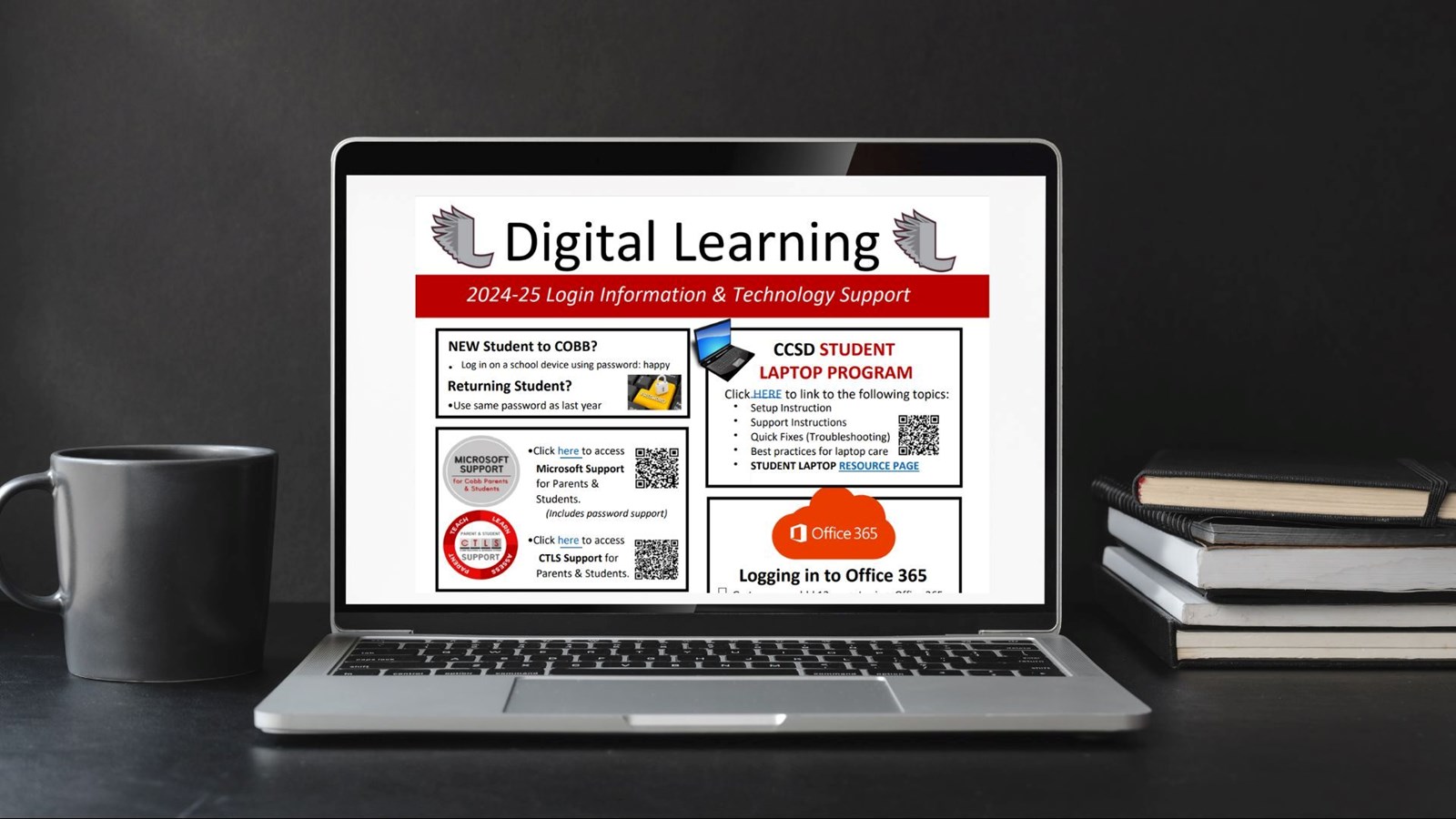 Image of a laptop showing digital learning resources on the screen