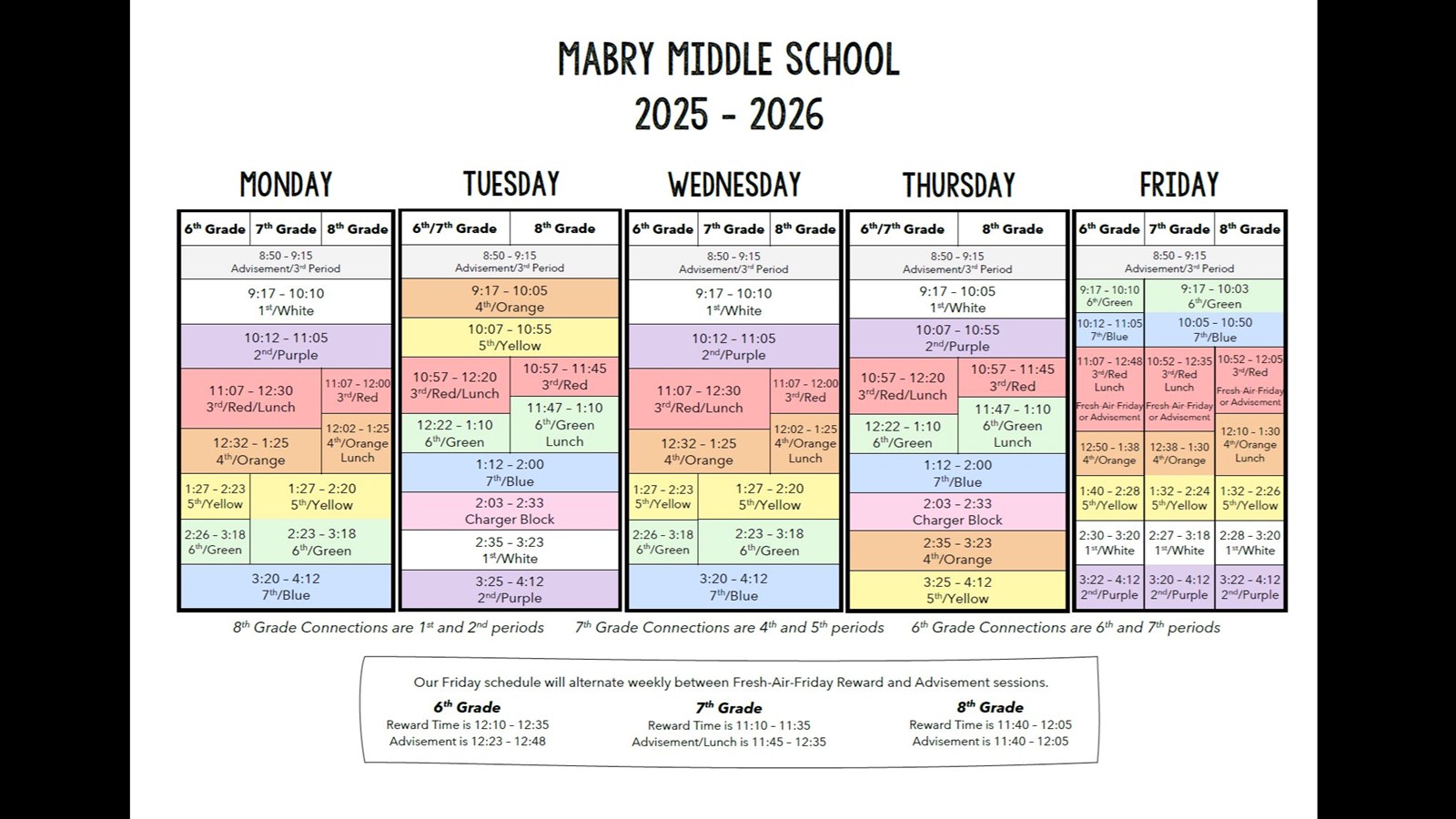 2025-26 Mabry Bell Schedule