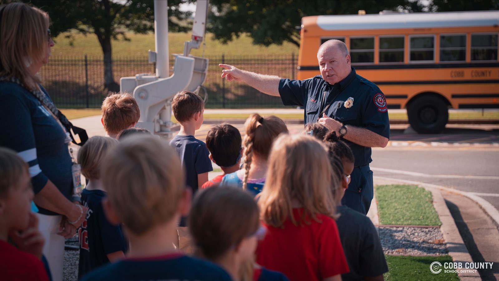 Students learning about railroad safety 