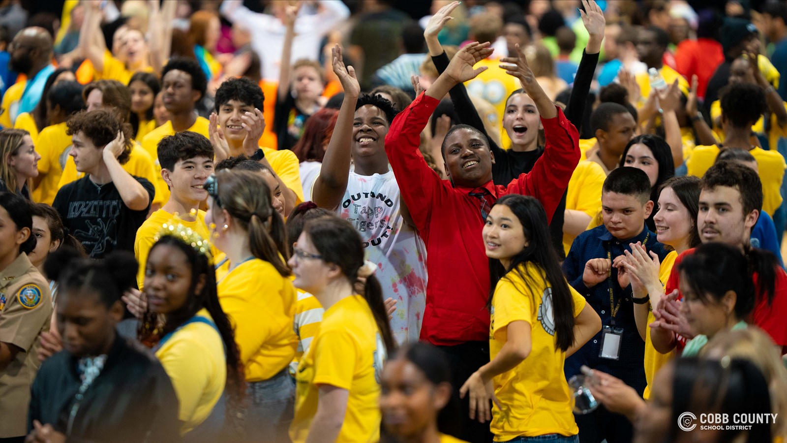 Special student guests from across Cobb County and Kennesaw Mountain High School student volunteers fill the gym with energy, laughter, and non-stop moves at the much-anticipated Dance of the Year!