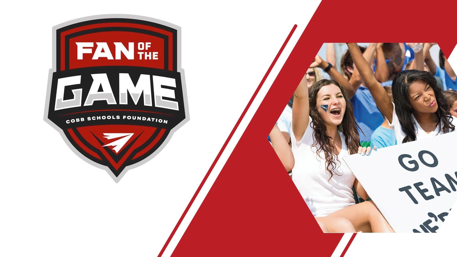 fans cheering and fan of the game logo