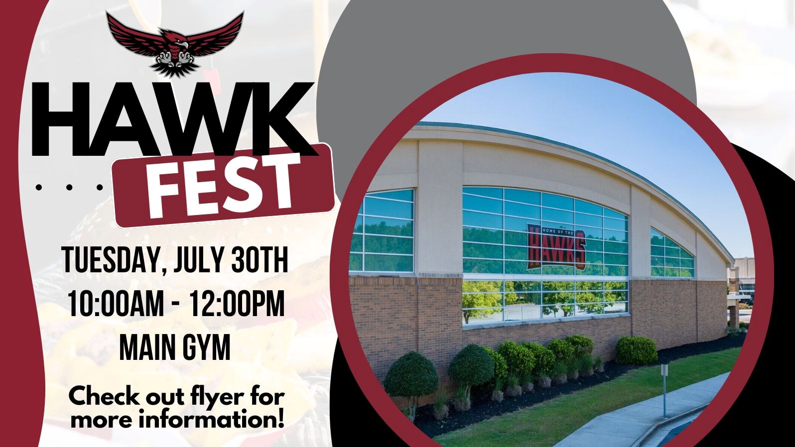 hawk fest tuesday july 30th 10am to 12pm in the main gym